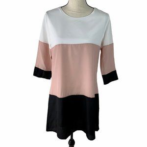 Lupsona Dress Women Large Color Block Sheath 3/4 Sleeve Pull-over